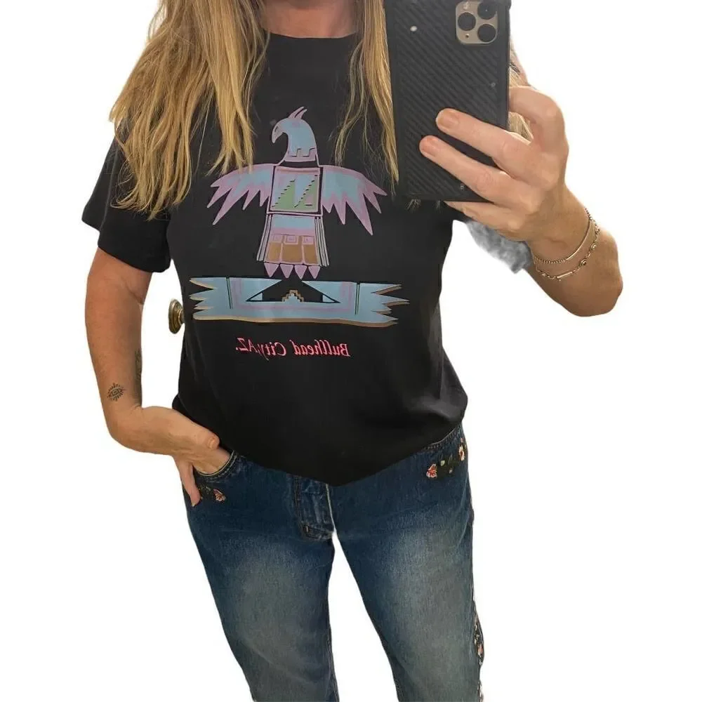 Vintage HEF-T Bullhead City AZ. Aztec Thunderbird T-Shirt Size Large Unisex